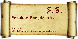 Petuker Benjámin névjegykártya